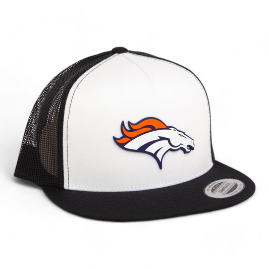 Denver Broncos 3D YP Snapback Flat Bill Trucker Hat- White/ Black