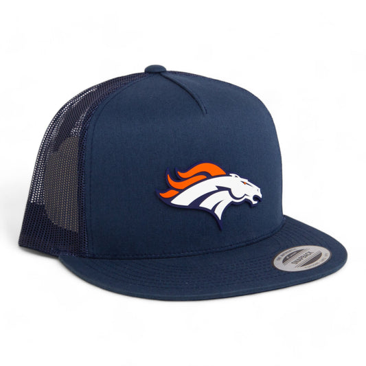 Denver Broncos 3D YP Snapback Flat Bill Trucker Hat- Navy