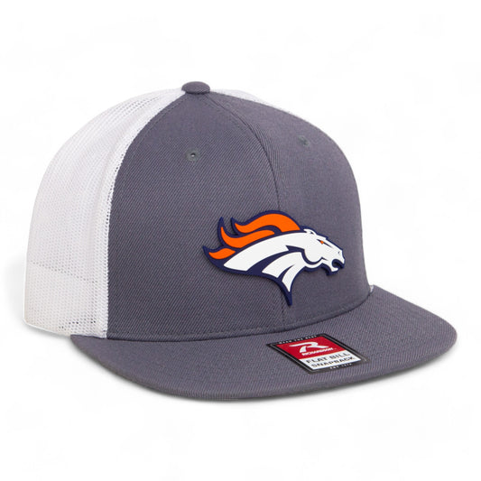 Denver Broncos 3D Wool Blend Flat Bill Hat- Charcoal/ White