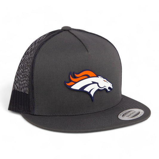 Denver Broncos 3D YP Snapback Flat Bill Trucker Hat- Charcoal/ Black