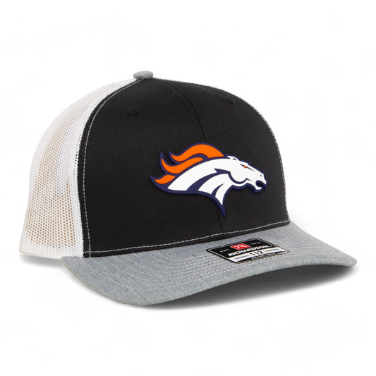 Denver Broncos 3D Snapback Trucker Hat- Black/ White/ Heather Grey