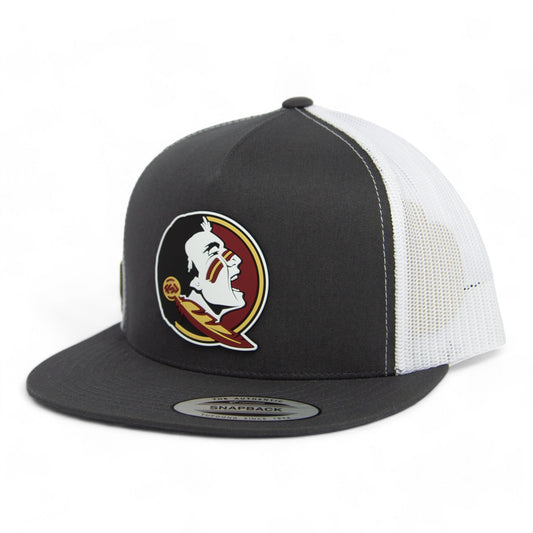 FSU Seminoles 2024 Men's College World Series 3D YP Snapback Flat Bill Trucker Hat- Charcoal/ White