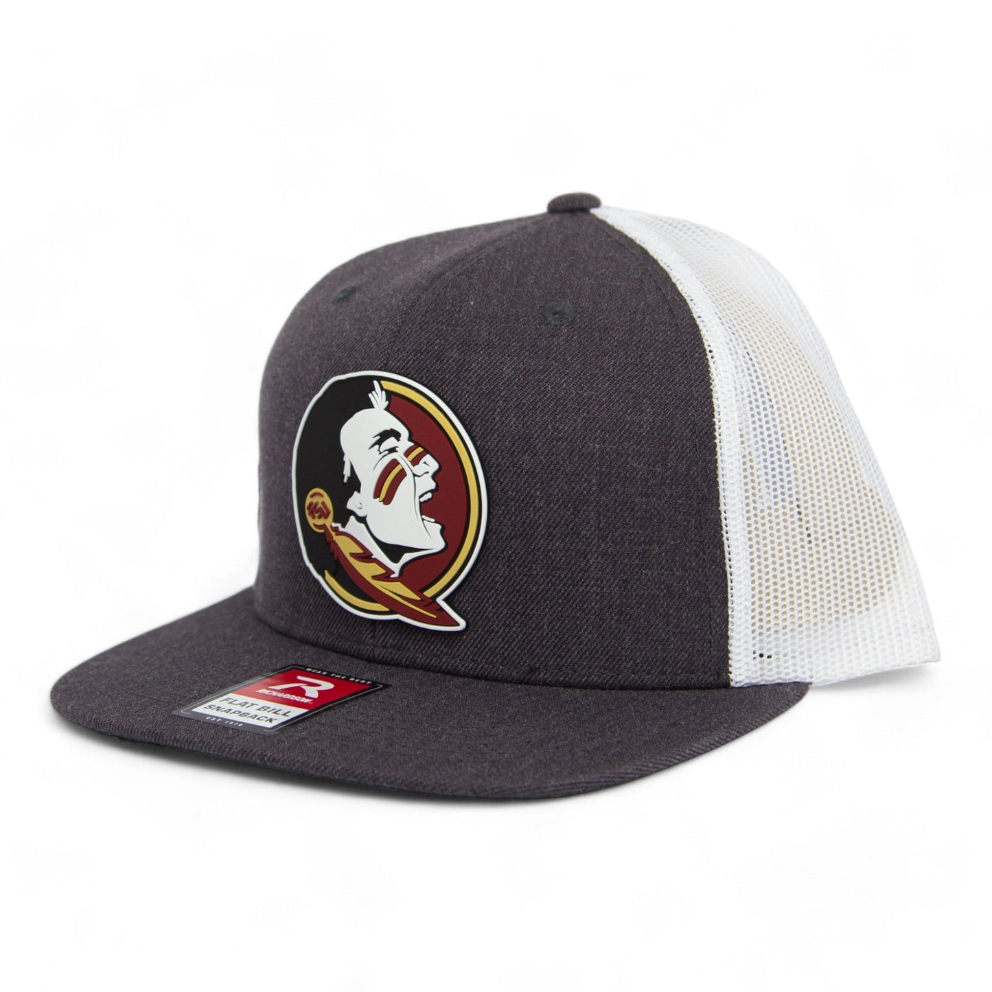FSU Seminoles 2024 Men's College World Series 3D PVC Patch Wool Blend Flat Bill Hat- Heather Charcoal/ White