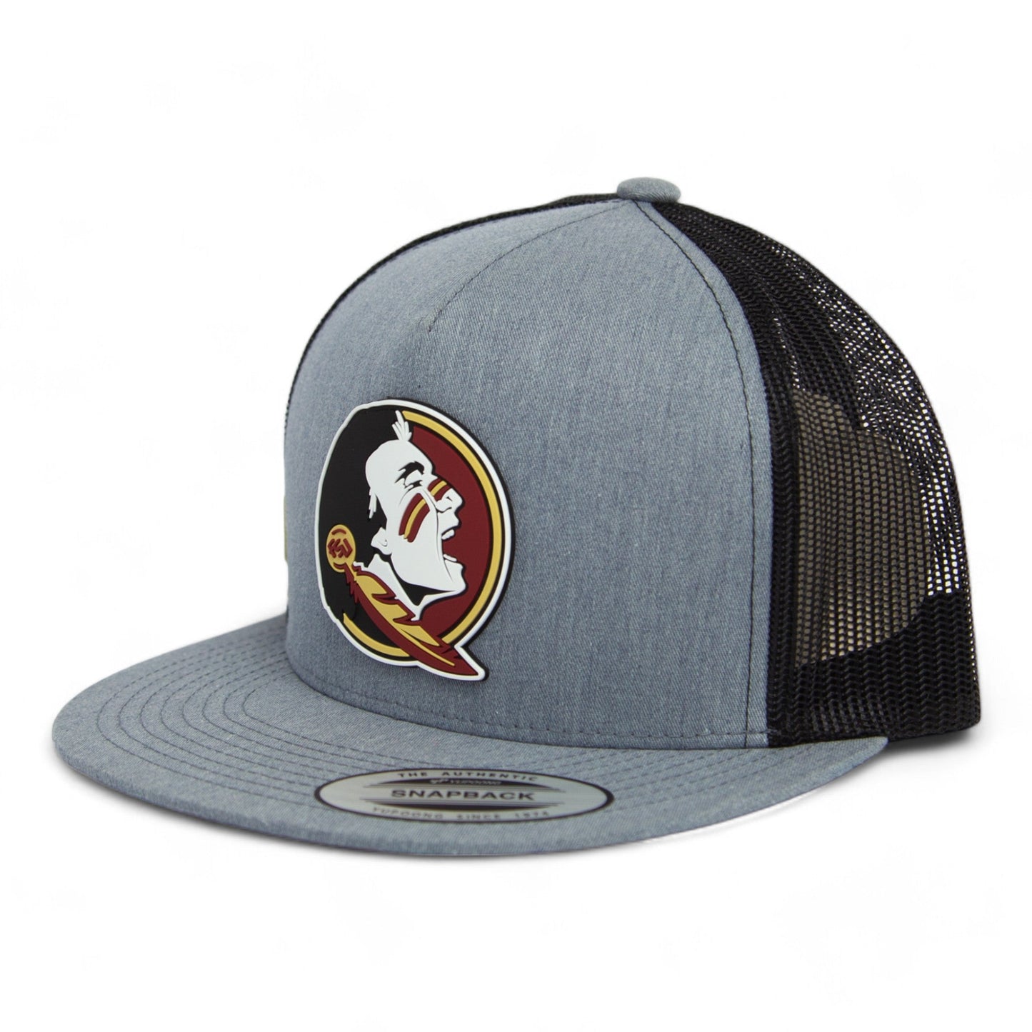 FSU Seminoles 2024 Men's College World Series 3D YP Snapback Flat Bill Trucker Hat- Heather Grey/ Black
