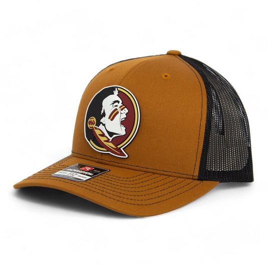 FSU Seminoles 2024 Men's College World Series 3D Patch Snapback Trucker Hat- Caramel/ Black