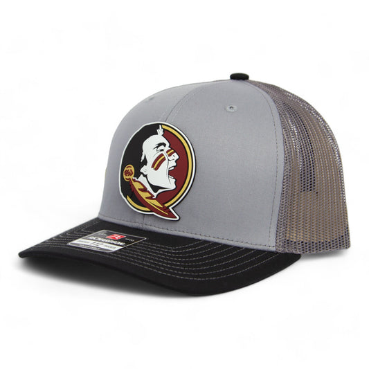 FSU Seminoles 2024 Men's College World Series 3D Snapback Trucker Hat- Grey/ Charcoal/ Black