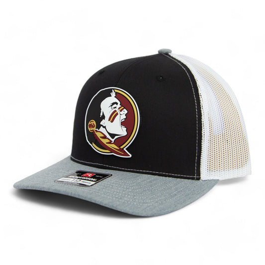 FSU Seminoles 2024 Men's College World Series 3D PVC Rubber Patch Hat- Black/ White/ Heather Grey
