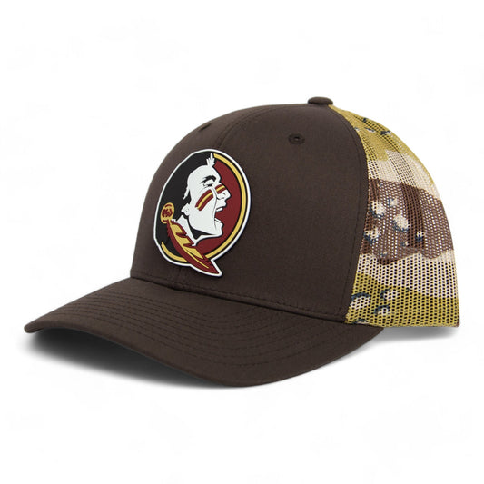 FSU Seminoles 2024 Men's College World Series 3D Patterned Snapback Trucker Hat- Brown/ Desert Camo
