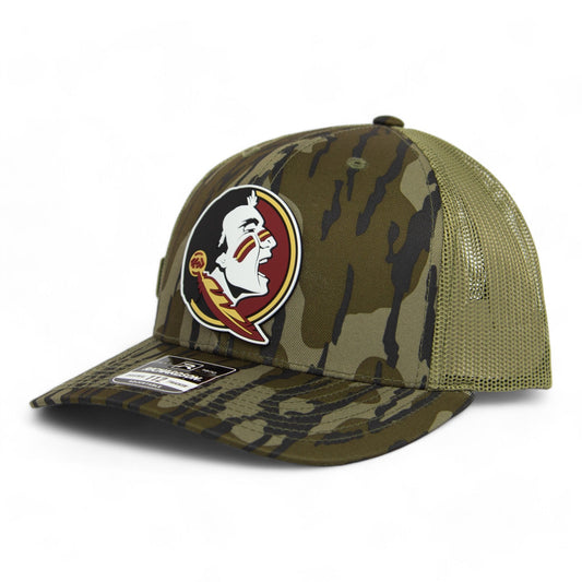 FSU Seminoles 2024 Men's College World Series 3D Patterned Snapback Trucker Hat- Mossy Oak Bottomland/ Loden