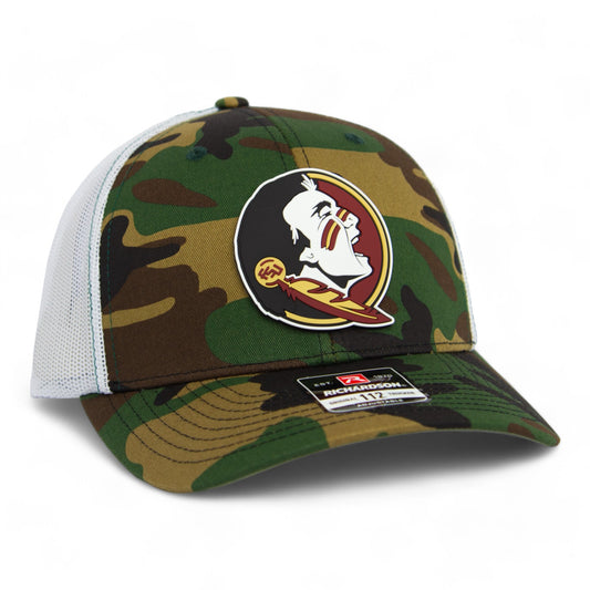 Florida State Seminoles 3D Patterned Snapback Trucker Hat- Army Camo/ White