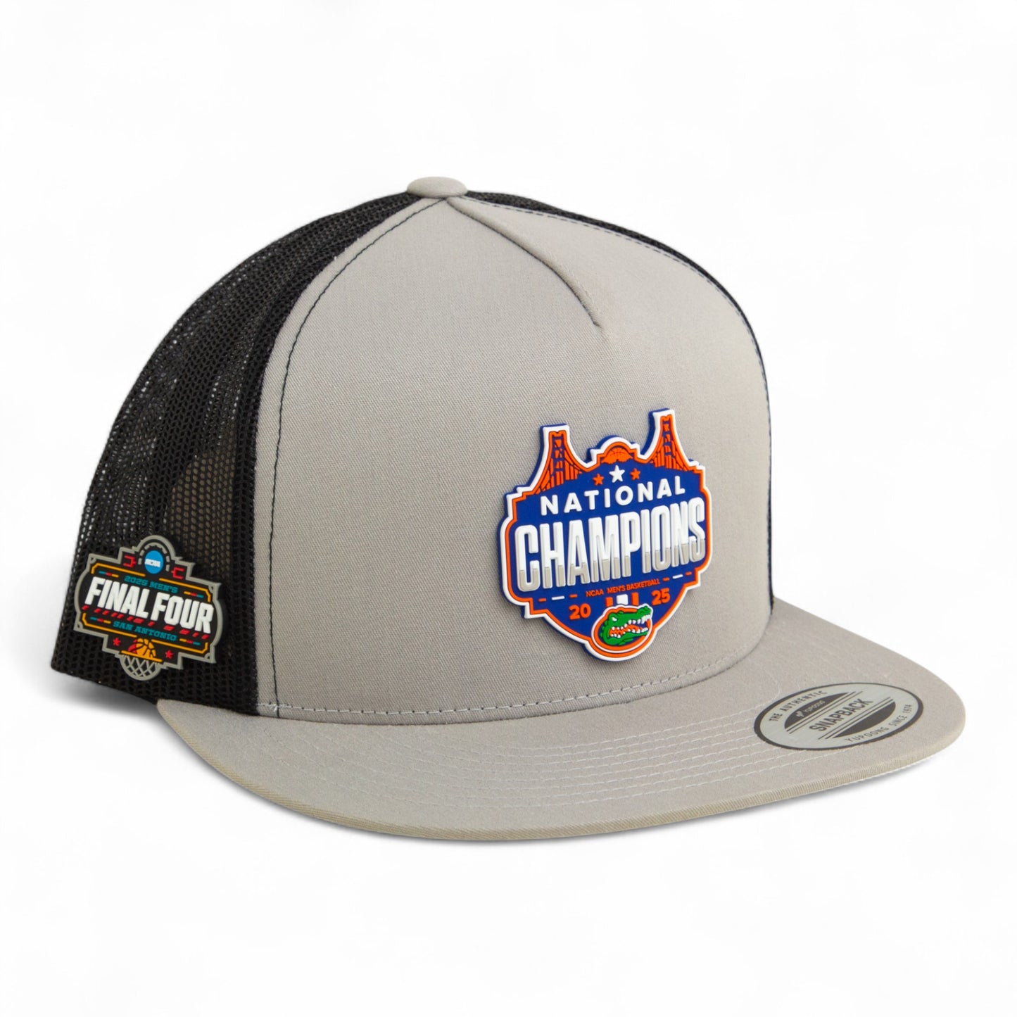 Florida Gators 2025 Final Four National Champions 3D YP Snapback Flat Bill Trucker Hat- Silver/ Black