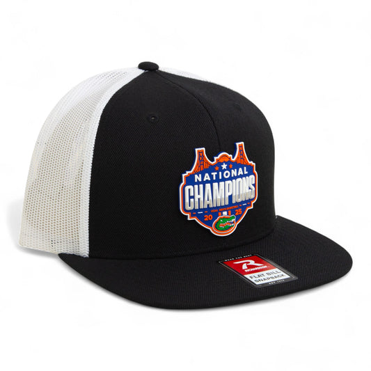 Florida Gators 2025 Basketball National Champions 3D Wool Blend Flat Bill Hat- Black/ White