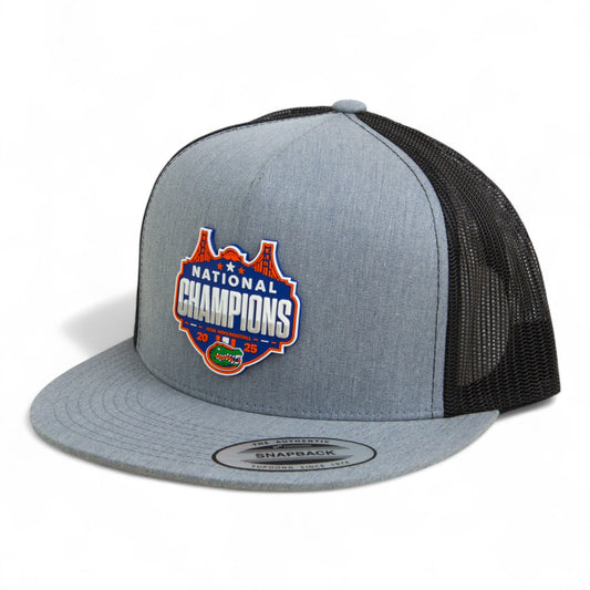 Florida Gators 2025 Final Four National Champions 3D YP Snapback Flat Bill Trucker Hat- Heather Grey/ Black