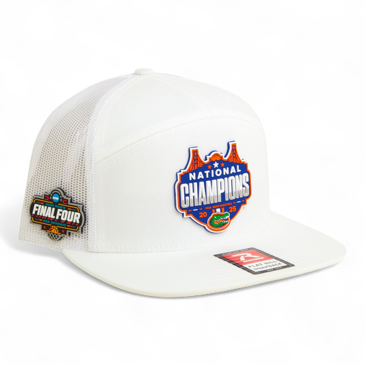 Florida Gators 2025 Final Four National Champions 3D Snapback Seven-Panel Flat Bill Trucker Hat- White