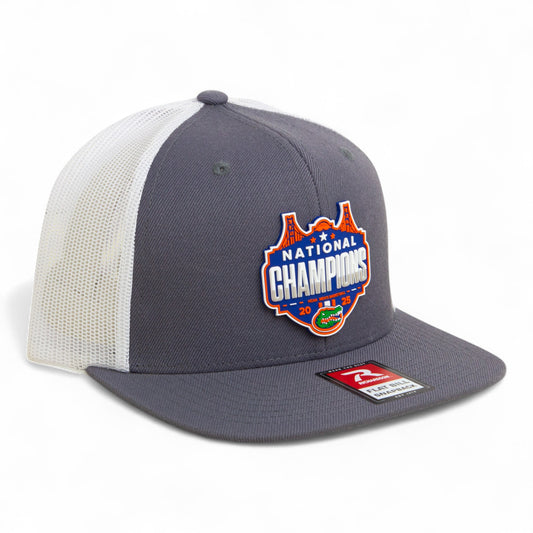 Florida Gators 2025 Basketball National Champions 3D Wool Blend Flat Bill Hat- Charcoal/ White
