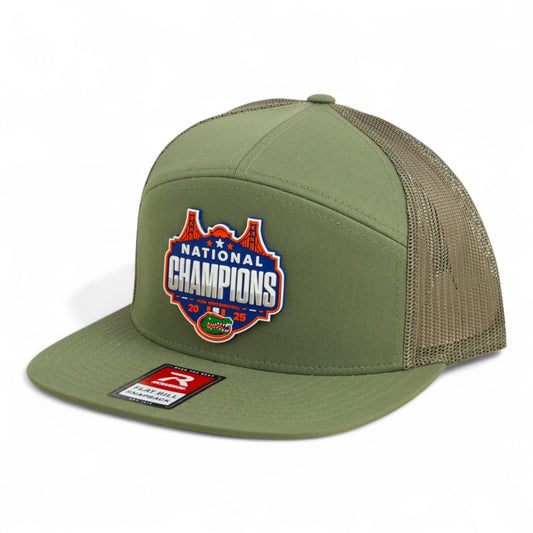 Florida Gators 2025 Final Four National Champions 3D Snapback Seven-Panel Flat Bill Trucker Hat- Loden Green