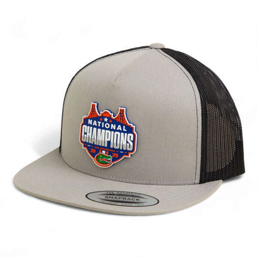 Florida Gators 2025 Final Four National Champions 3D YP Snapback Flat Bill Trucker Hat- Silver/ Black