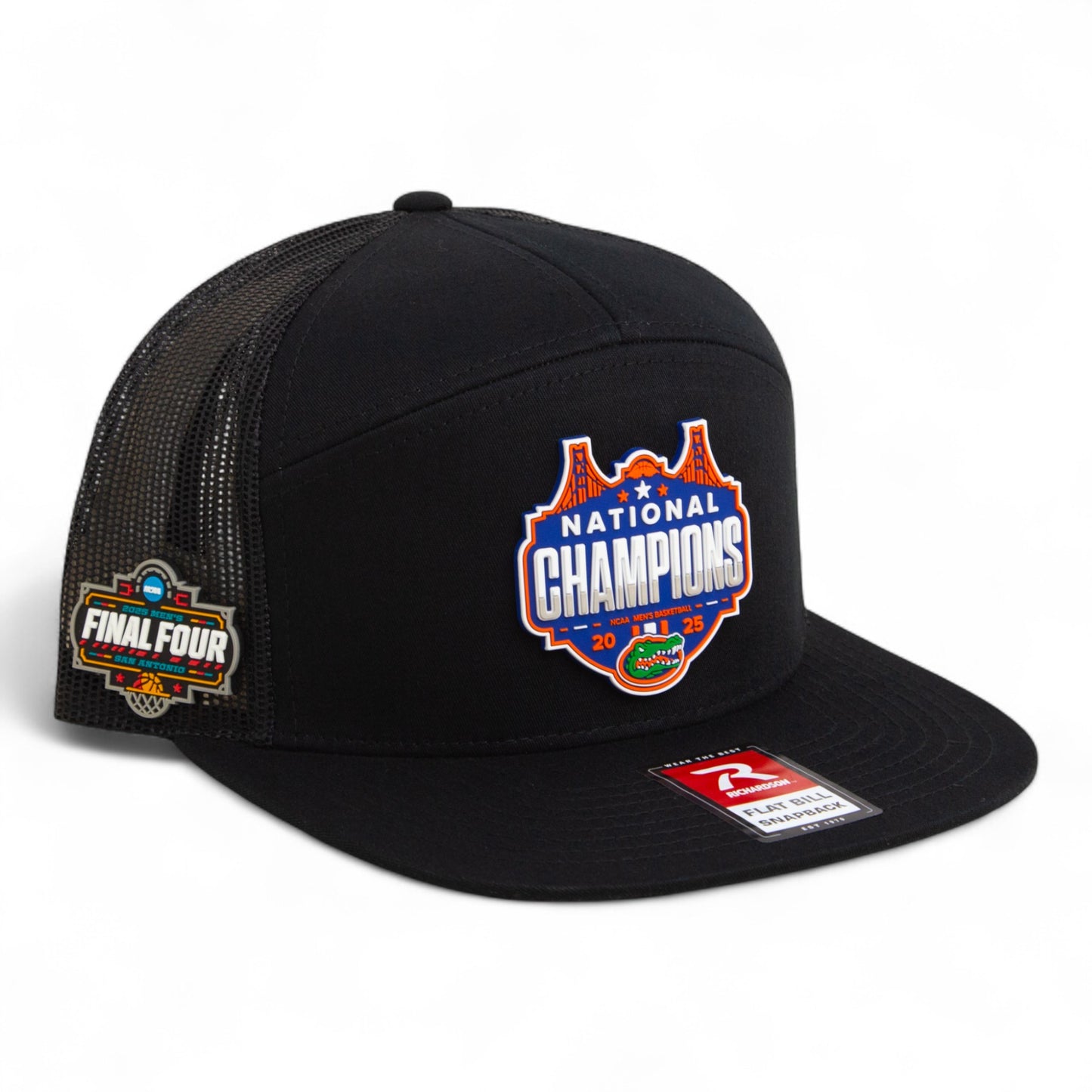 Florida Gators 2025 Final Four National Champions 3D Snapback Seven-Panel Flat Bill Trucker Hat- Black