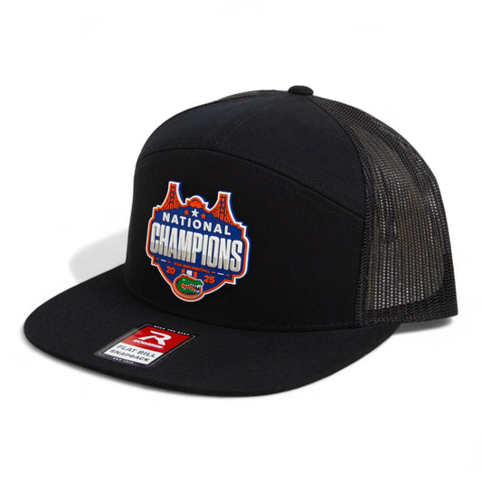 Florida Gators 2025 Final Four National Champions 3D Snapback Seven-Panel Flat Bill Trucker Hat- Black