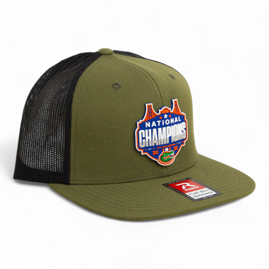 Florida Gators 2025 Basketball National Champions 3D Wool Blend Flat Bill Hat- Loden/ Black
