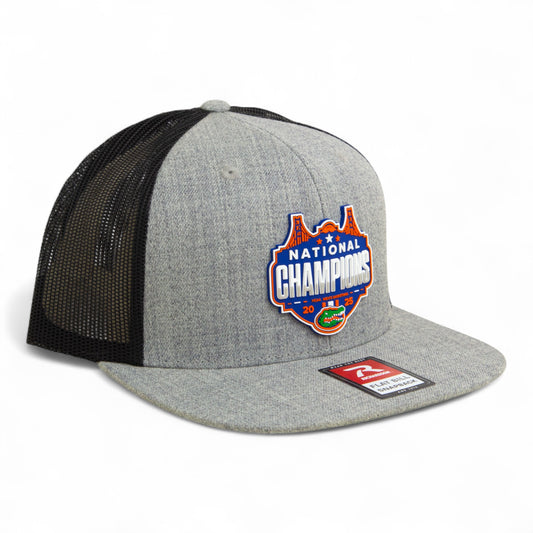 Florida Gators 2025 Basketball National Champions 3D Wool Blend Flat Bill Hat- Heather Grey/ Black