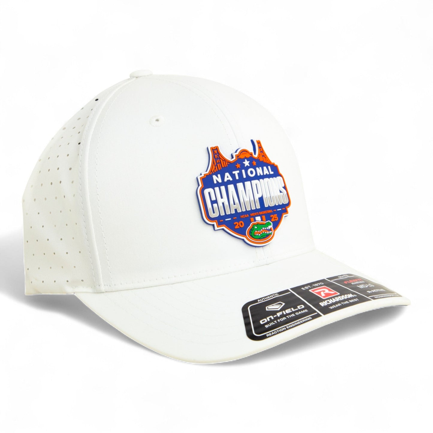Florida Gators 2025 Final Four National Champions 3D Laser Perf R-Flex Cap- White