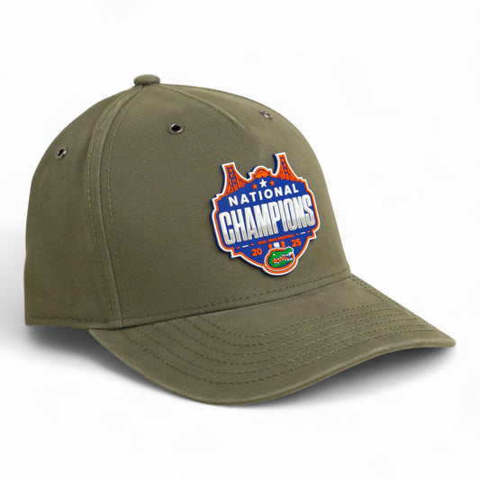 Florida Gators 2025 Basketball National Champions 3D Snapback Canvas Hat- Olive