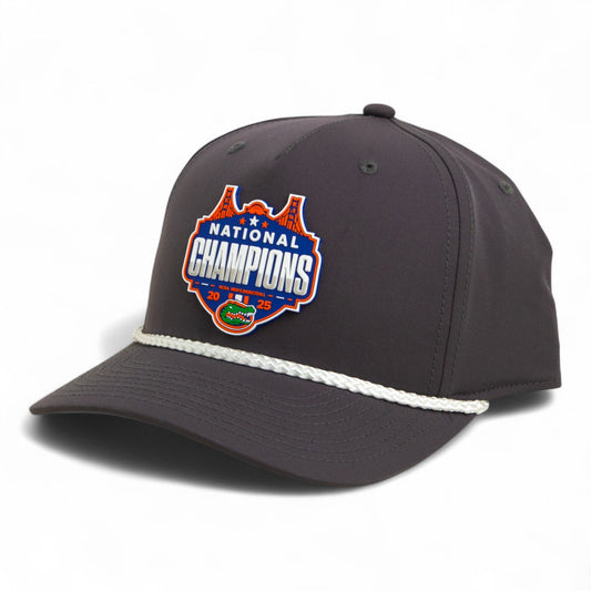 Florida Gators 2025 Final Four National Champions 3D Five Panel Classic Rope Hat- Charcoal/ White