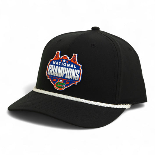 Florida Gators 2025 Final Four National Champions 3D Five Panel Classic Rope Hat- Black/ White