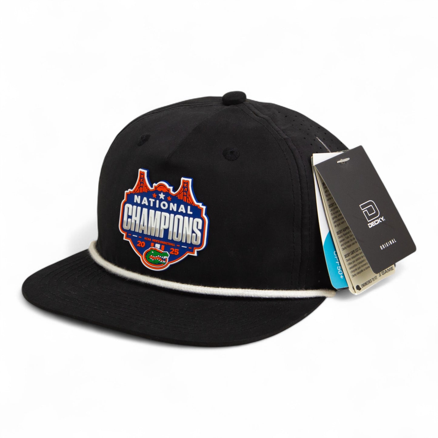 Florida Gators 2025 Basketball National Champions 3D Perforated Rope Hat- Black/ White