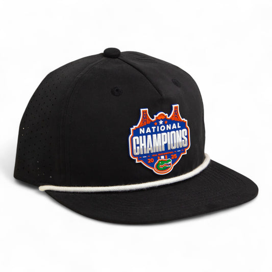 Florida Gators 2025 Basketball National Champions 3D Perforated Rope Hat- Black/ White