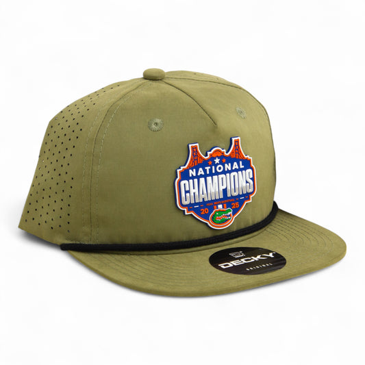 Florida Gators 2025 Basketball National Champions 3D Perforated Rope Hat- Loden/ Black