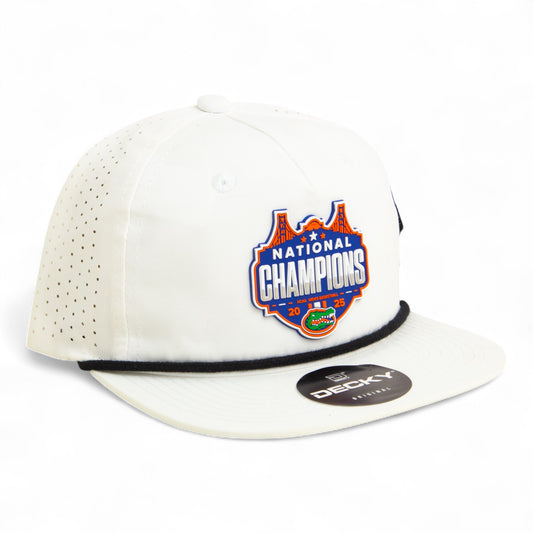 Florida Gators 2025 Basketball National Champions 3D Perforated Rope Hat- White/ Black