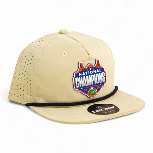 Florida Gators 2025 Basketball National Champions 3D Perforated Rope Hat- Birch/ Black