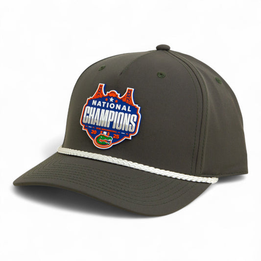 Florida Gators 2025 Final Four National Champions 3D Five Panel Classic Rope Hat- Olive/ White