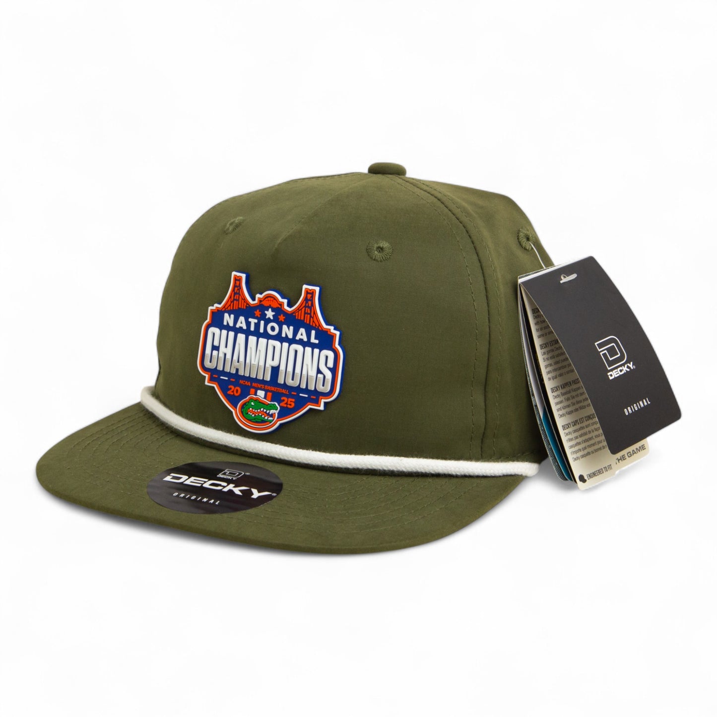 Florida Gators 2025 Basketball National Champions 3D Classic Rope Hat- Olive/ White