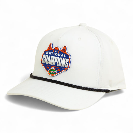 Florida Gators 2025 Final Four National Champions 3D Five Panel Classic Rope Hat- White/ Black