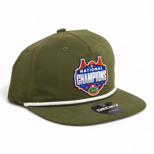 Florida Gators 2025 Basketball National Champions 3D Classic Rope Hat- Olive/ White