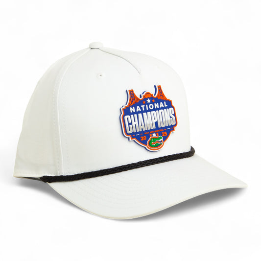 Florida Gators 2025 Basketball National Champions 3D Five Panel Classic Rope Hat- White/ Black