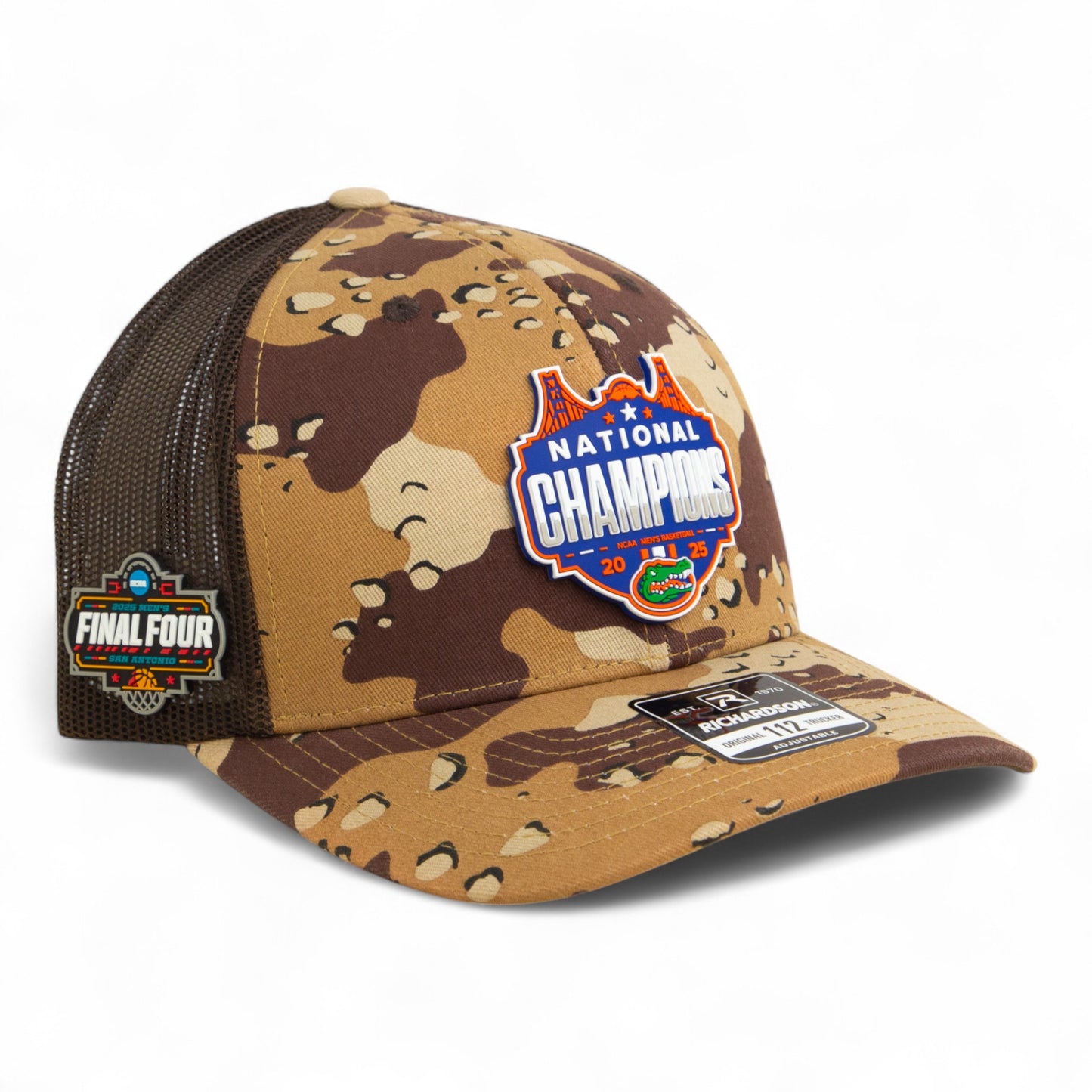 Florida Gators 2025 Final Four National Champions Snapback Trucker Hat- Desert Camo/ Brown