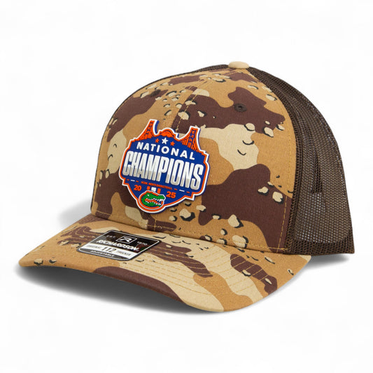 Florida Gators 2025 Final Four National Champions Snapback Trucker Hat- Desert Camo/ Brown