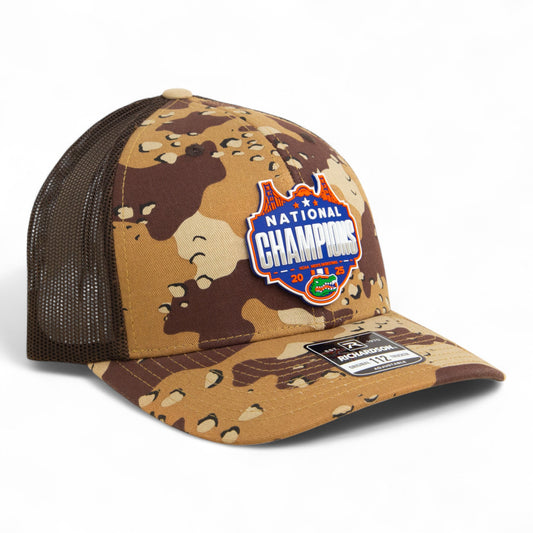 Florida Gators 2025 Basketball National Champions Snapback Trucker Hat- Desert Camo/ Brown