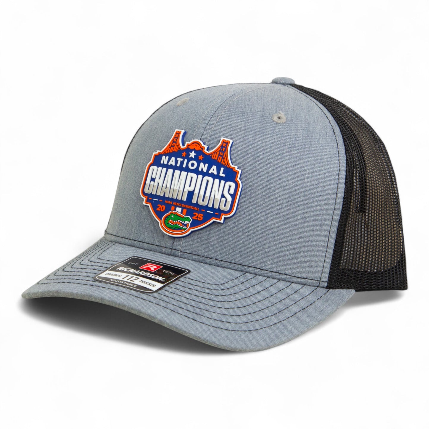 Florida Gators 2025 Basketball National Champions Snapback Trucker Hat- Heather Grey/ Black