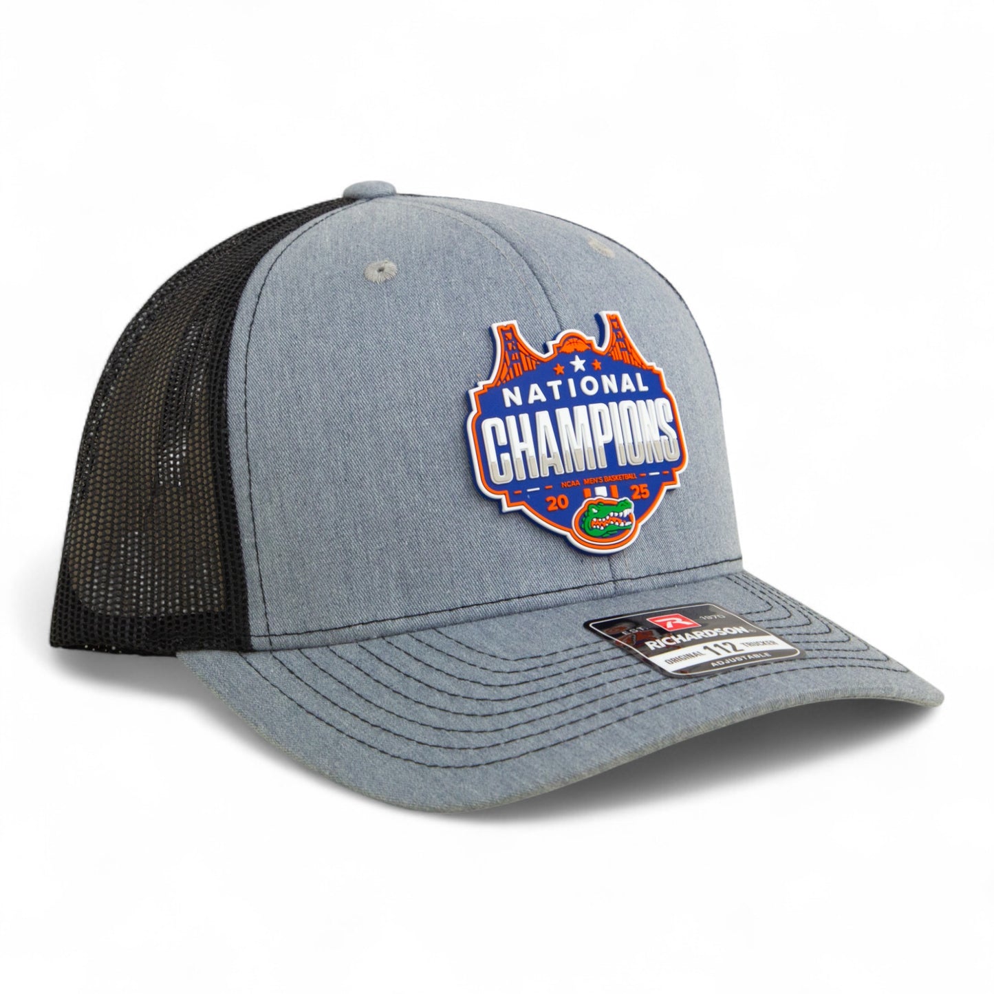 Florida Gators 2025 Basketball National Champions Snapback Trucker Hat- Heather Grey/ Black