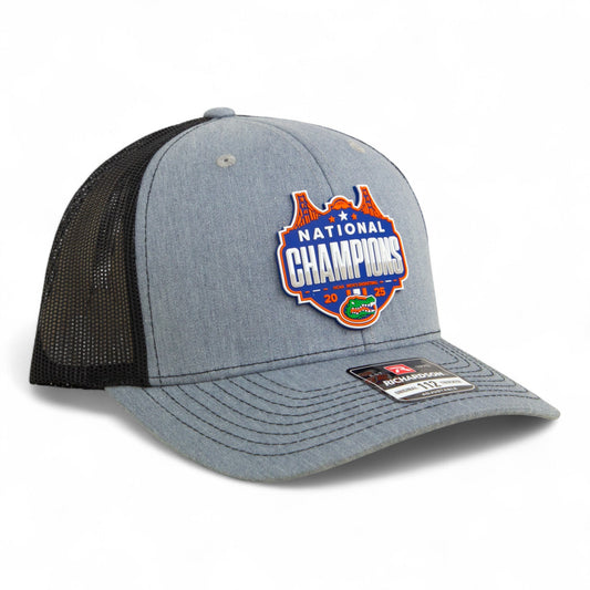 Florida Gators 2025 Basketball National Champions Snapback Trucker Hat- Heather Grey/ Black
