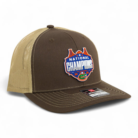 Florida Gators 2025 Basketball National Champions Snapback Trucker Hat- Brown/ Tan
