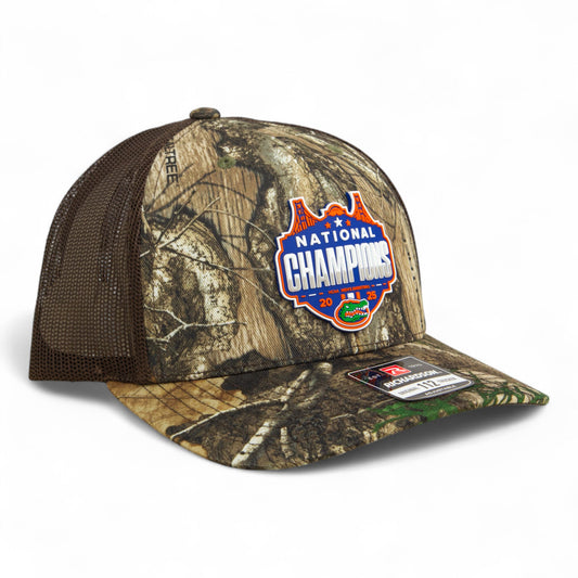 Florida Gators 2025 Basketball National Champions Snapback Trucker Hat- Realtree Edge/ Brown