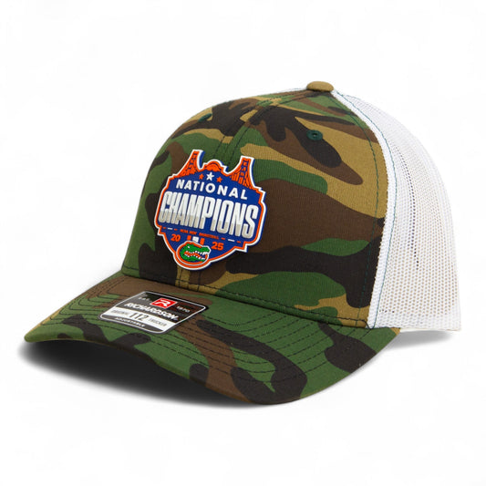 Florida Gators 2025 Final Four National Champions Snapback Trucker Hat- Army Camo/ White
