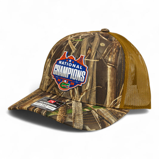 Florida Gators 2025 Final Four National Champions Snapback Trucker Hat- Realtree Max 7/ Buck