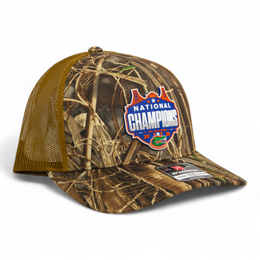Florida Gators 2025 Basketball National Champions Snapback Trucker Hat- Realtree Max 7/ Buck